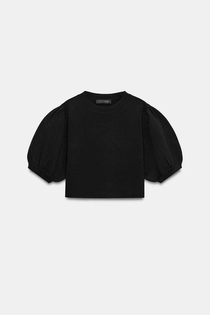 Top en maille à manches bouffantes
