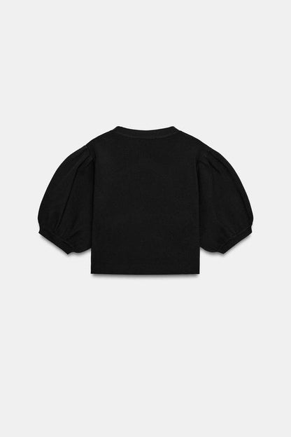 Top en maille à manches bouffantes