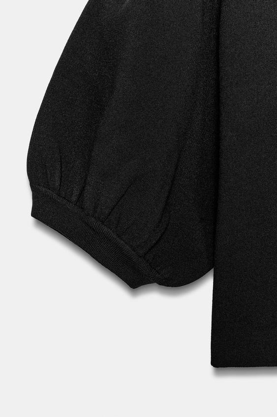 Top en maille à manches bouffantes