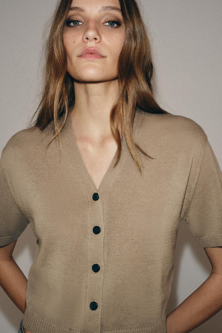 Veste en maille à manches courtes
