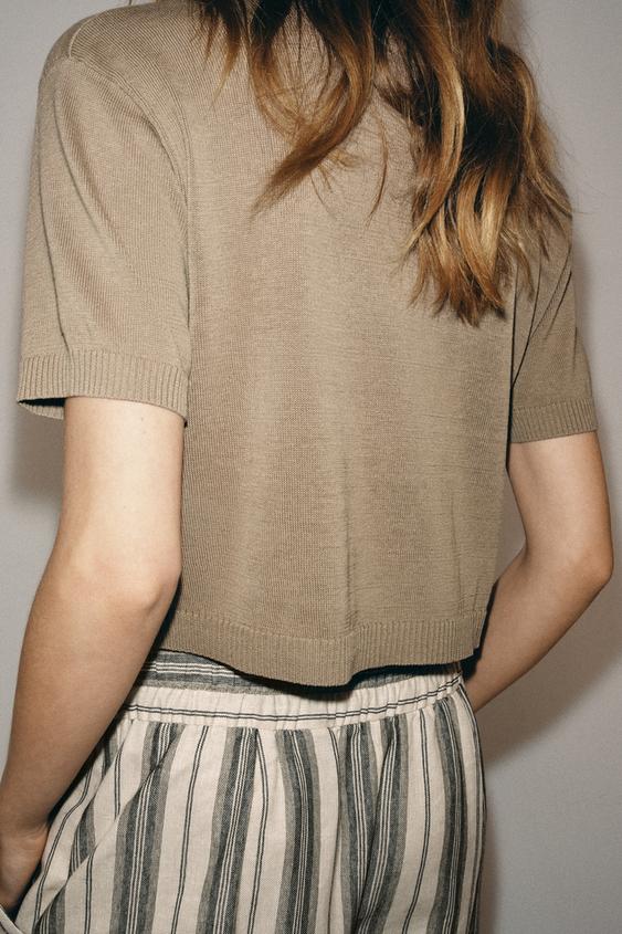 Veste en maille à manches courtes