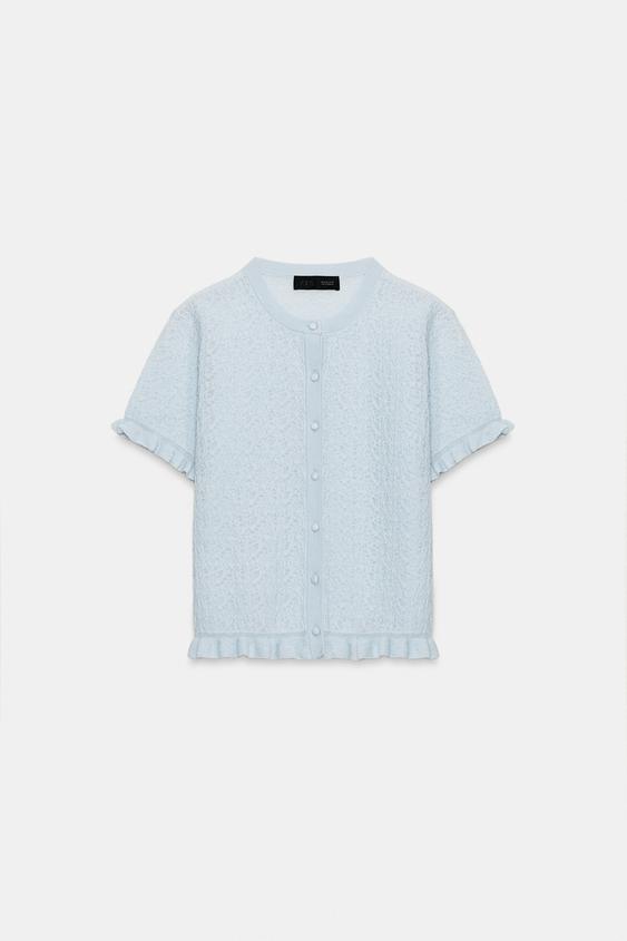 Veste en maille structurée à volants