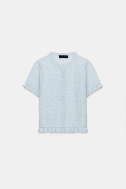 Veste en maille structurée à volants