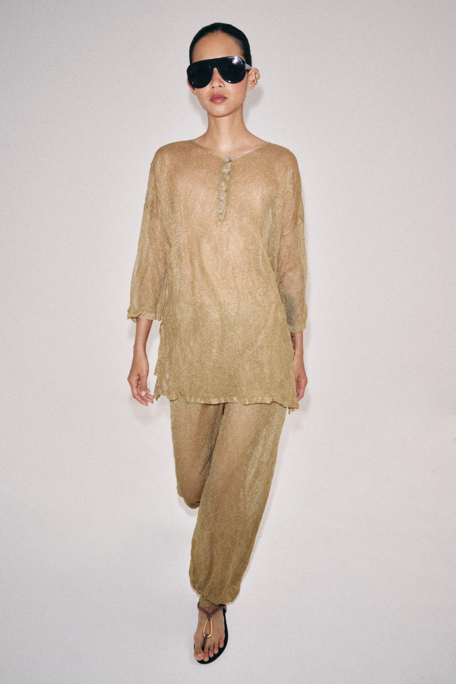 Pantalon bouffant en maille fine