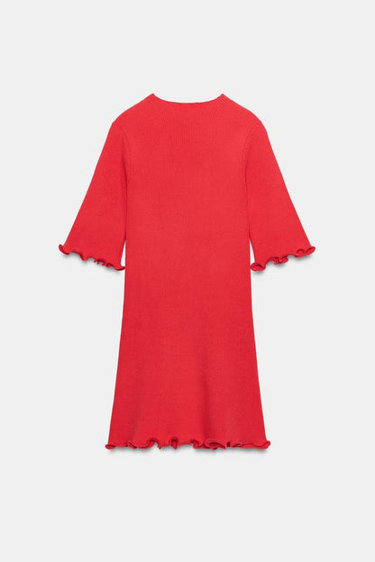 Robe courte en maille côtelée