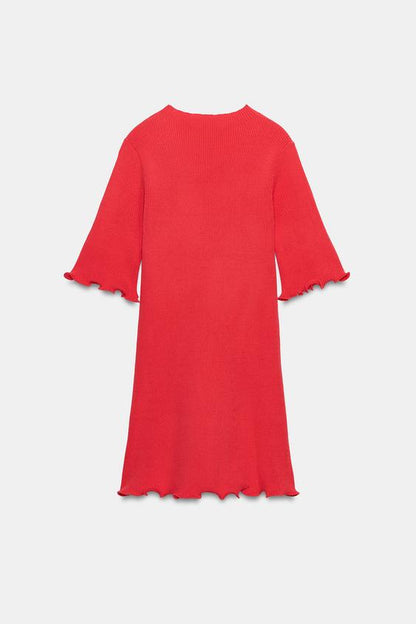 Robe courte en maille côtelée