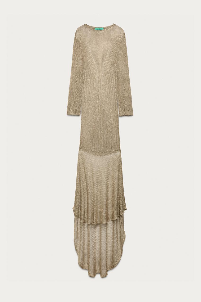 Robe longue en maille à fil métallisé Marisa Berenson x Zara