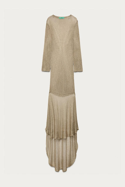 Robe longue en maille à fil métallisé Marisa Berenson x Zara