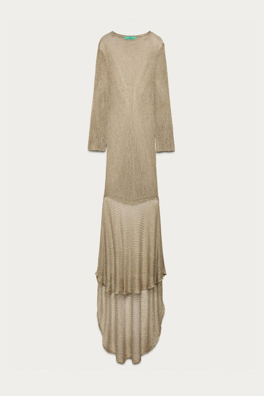 Robe longue en maille à fil métallisé Marisa Berenson x Zara