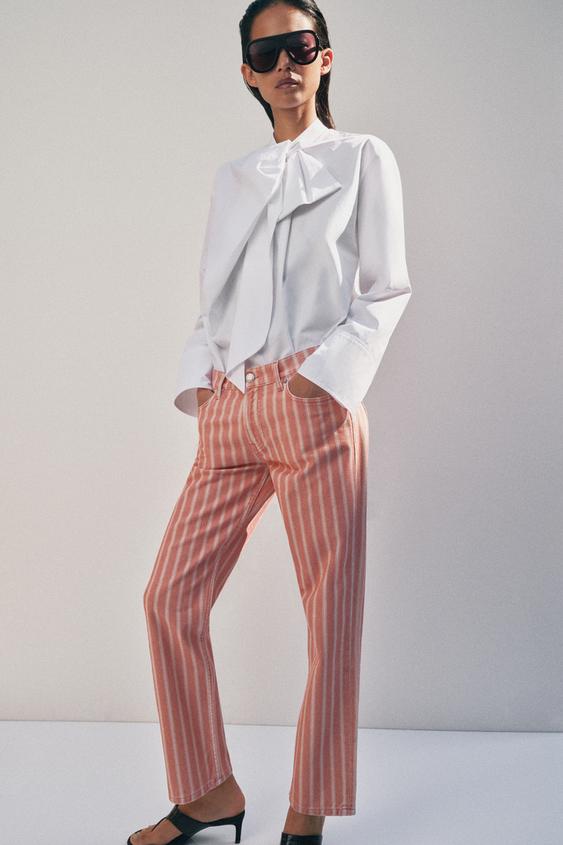 Jean ZW Collection slim taille mi-haute à rayures