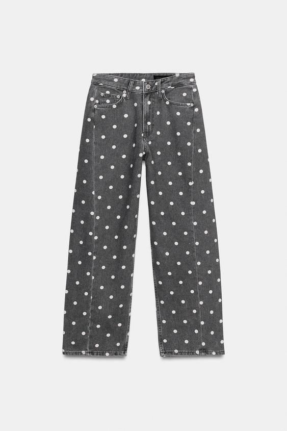 Jean ZW Collection cheville coupe décontractée taille mi-haute à pois