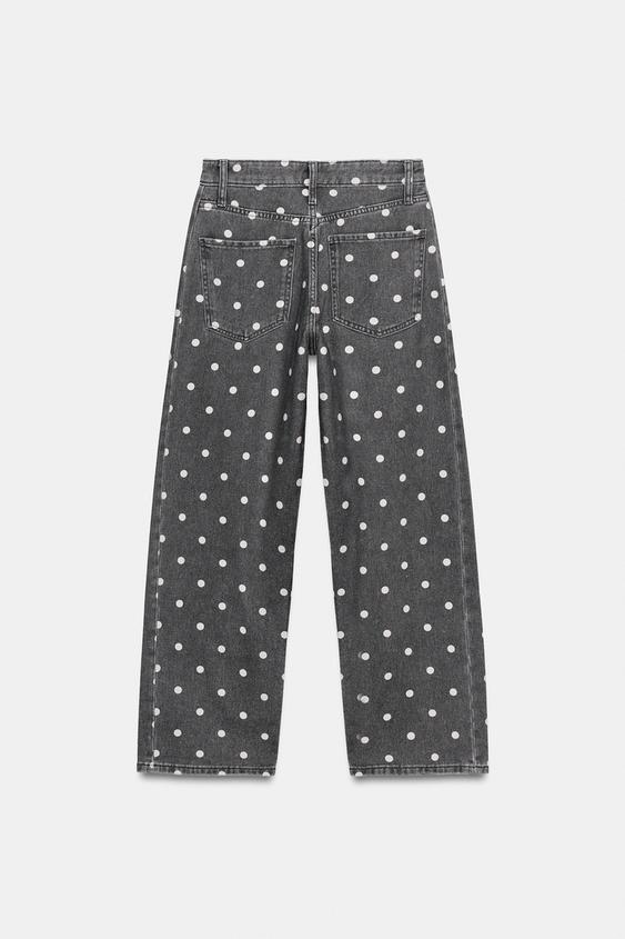Jean ZW Collection cheville coupe décontractée taille mi-haute à pois