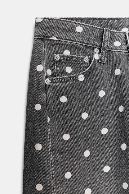 Jean ZW Collection cheville coupe décontractée taille mi-haute à pois