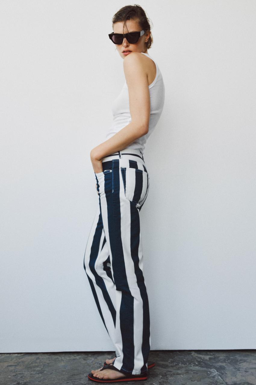 Jean ZW Collection droit taille mi-haute à rayures