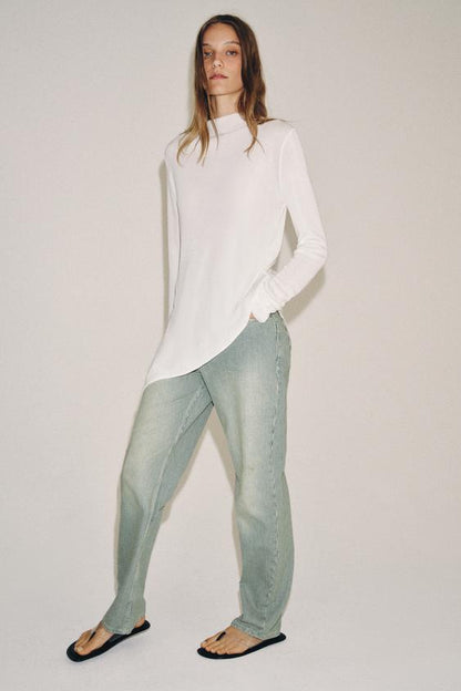 Jean ZW Collection droit taille basse à rayures