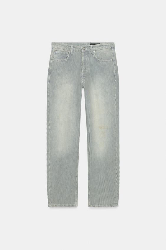 Jean ZW Collection droit taille basse à rayures