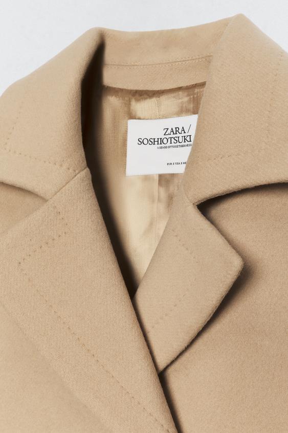 Manteau en mélange de laine Soshiotsuki x Zara