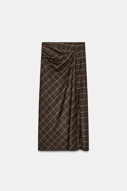 Jupe drapée à carreaux ZW Collection