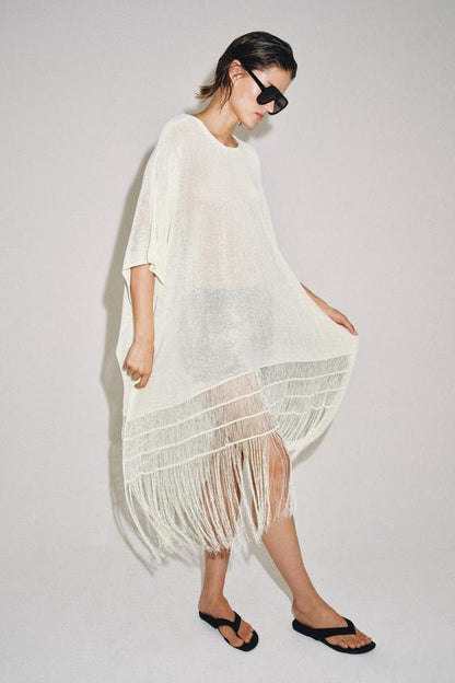 Tunique en maille à franges