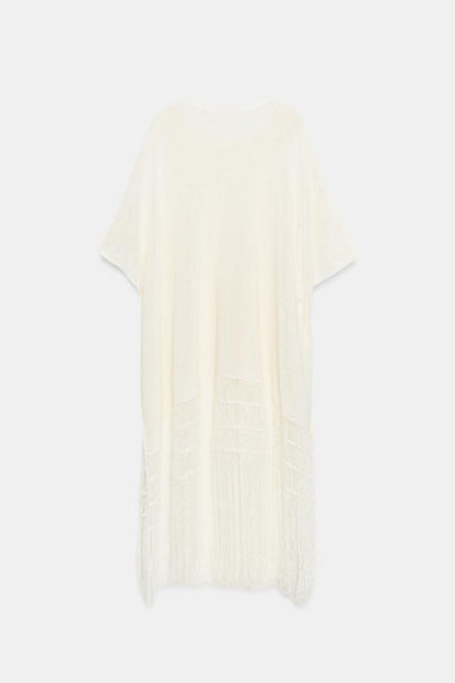 Tunique en maille à franges