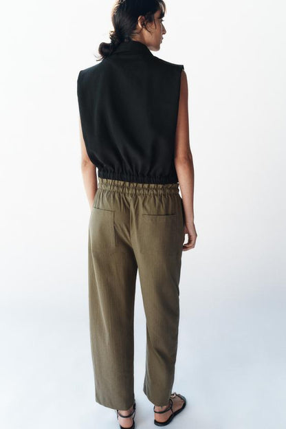 Pantalon coupe fuselée à taille élastique