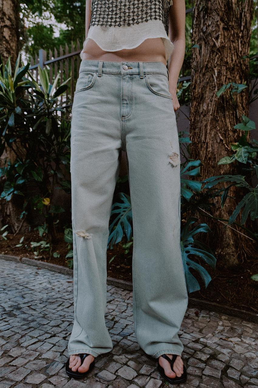 Jean Z1975 coupe droite taille mi-haute déchiré