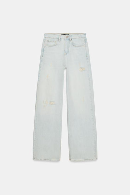 Jean Z1975 coupe droite taille mi-haute déchiré