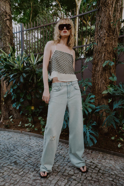Jean Z1975 coupe droite taille mi-haute déchiré