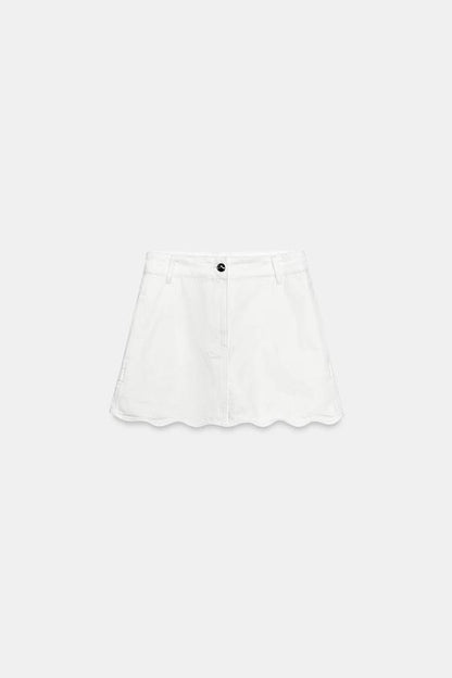 Jupe-culotte Z1975 en denim bas ondulé