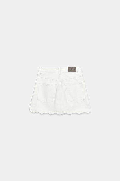 Jupe-culotte Z1975 en denim bas ondulé