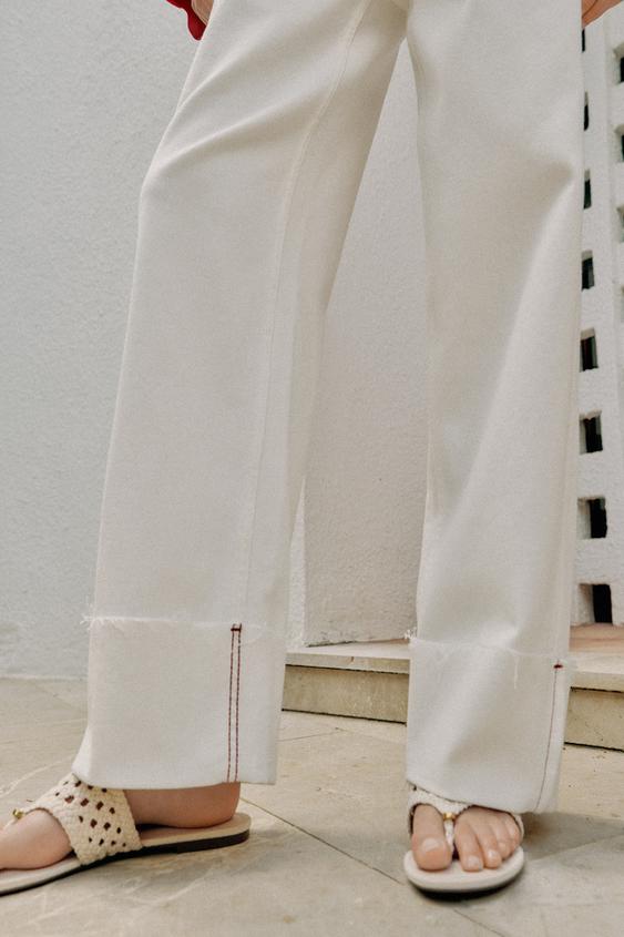 Jean Z1975 coupe barrel taille mi-haute avec revers au bas