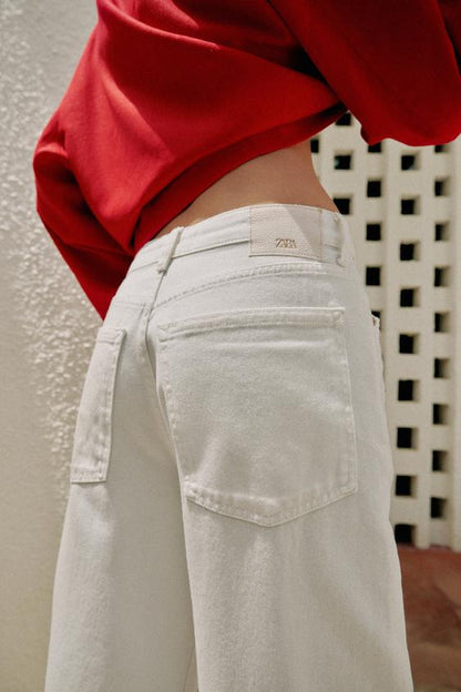 Jean Z1975 coupe barrel taille mi-haute avec revers au bas