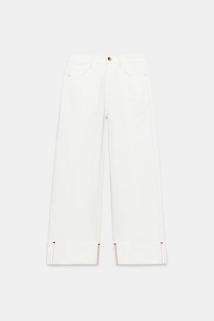 Jean Z1975 coupe barrel taille mi-haute avec revers au bas