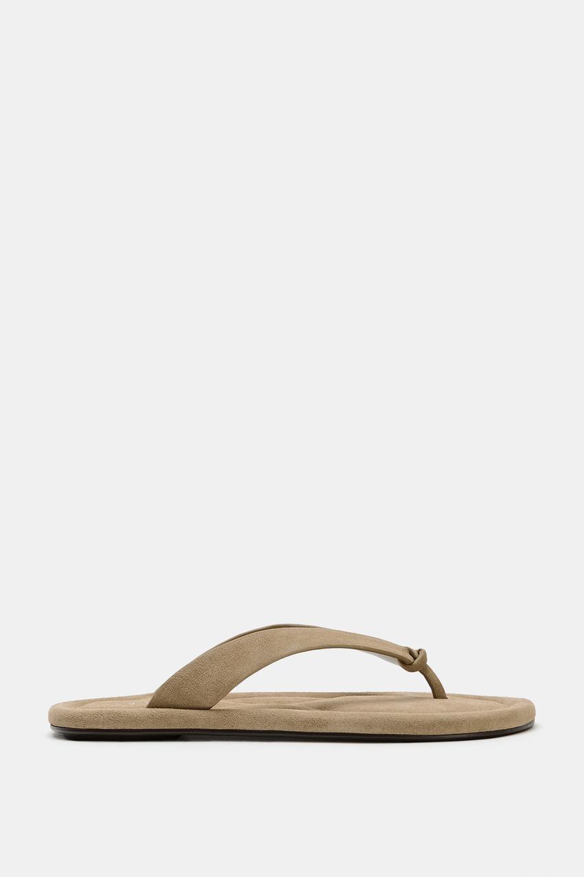 Sandale plate en cuir