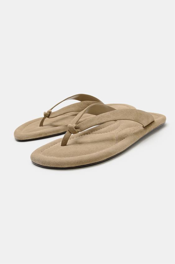 Sandale plate en cuir