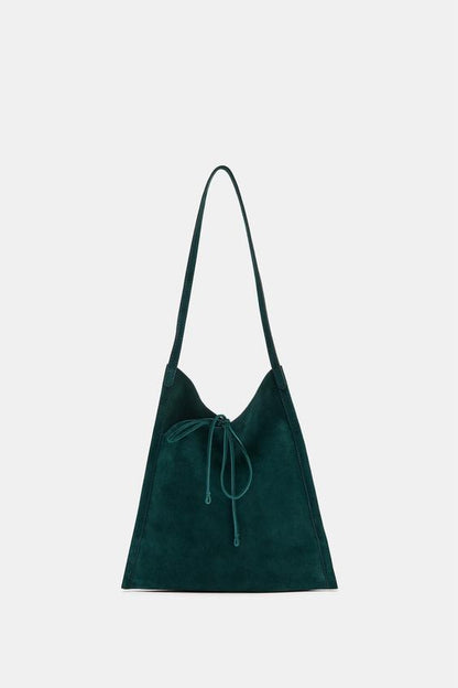 Mini sac plat en cuir avec nœud