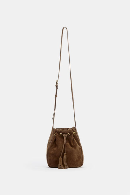Mini sac bandoulière froncé en cuir
