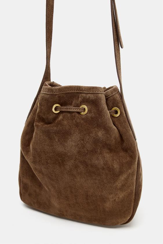 Mini sac bandoulière froncé en cuir