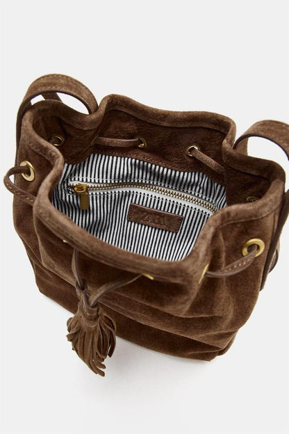 Mini sac bandoulière froncé en cuir
