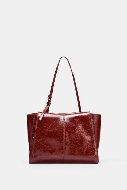 Mini cabas en cuir à double poche