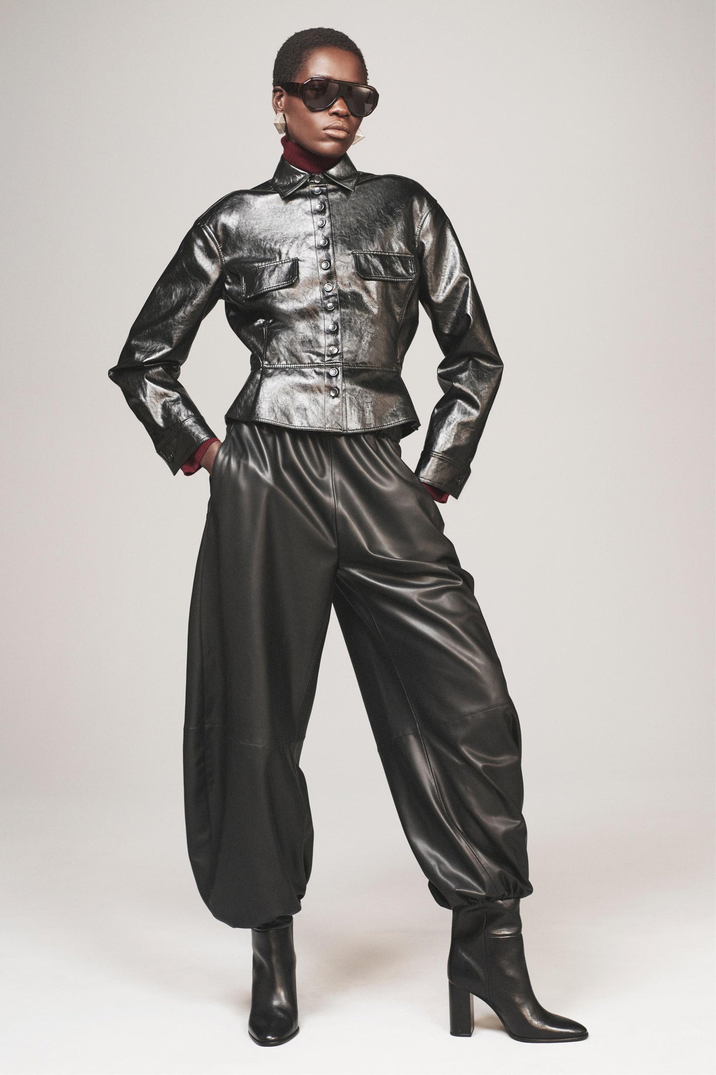 Veste effet cuir peplum The Item Zara Woman